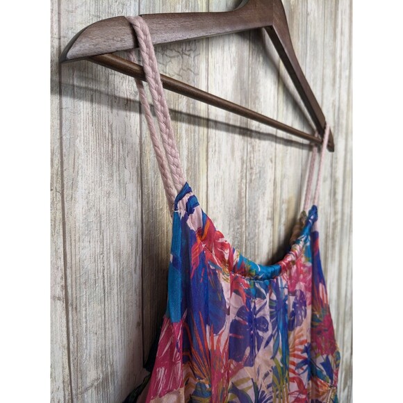 Elena Baldi Silk Blend Tiered Maxi Dress Resort Tropical Lightweight Large NWT - Picture 4 of 8